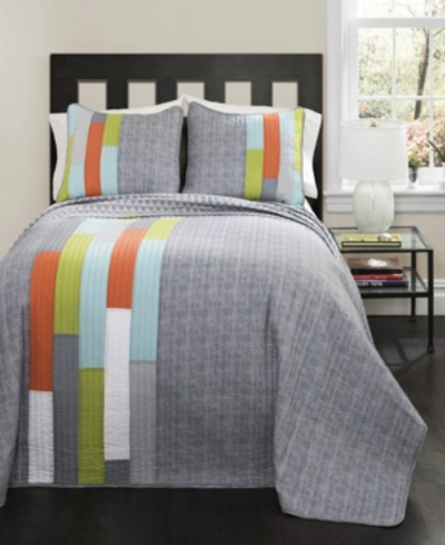 LUSH DECOR SHELLY STRIPE 3-PC. QUILT SET, FULL/QUEEN