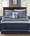 Madison Park Blaire Faux-silk 7-pc. Comforter Set, King In Navy