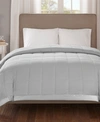 Madison Park Cambria Oversized Down Alternative Satin Trim Blanket, Full/queen In Grey