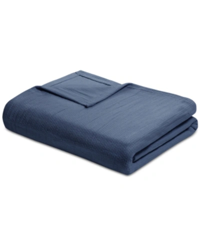 Madison Park Freshspun Basketweave Cotton Blanket, King In Navy