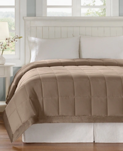 Madison Park Windom Lightweight Down Alternative Satin Trim Blanket, Full/queen In Brown
