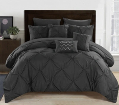 Chic Home Hannah 8 Piece Twin Bed In A Bag Comforter Set Bedding In Black