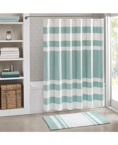 Madison Park Spa Waffle 3m-scotchgard Shower Curtain, 72" X 72" In Aqua