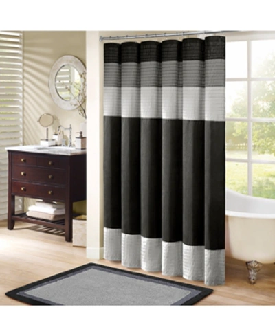 Madison Park Amherst Shower Curtain, 72" X 72" In Black