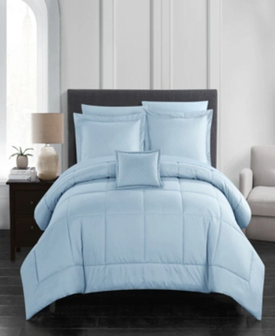 Chic Home Jordyn 8 Piece Queen Bed In A Bag Comforter Set Bedding In Blue