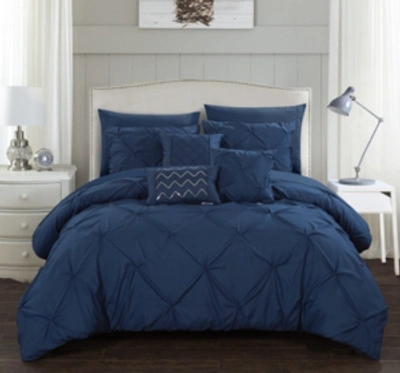 Chic Home Hannah 8 Piece Twin Bed In A Bag Comforter Set Bedding In Navy