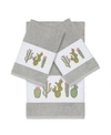 LINUM HOME MILA 3-PC. EMBROIDERED TURKISH COTTON BATH AND HAND TOWEL SET BEDDING