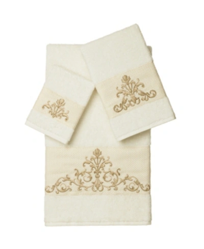 Linum Home Scarlet 3-pc. Embellished Towel Set Bedding In Light Beige