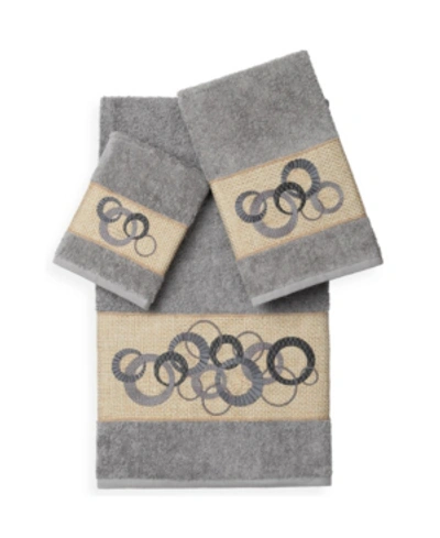Linum Home Annabelle 3-pc. Embellished Towel Set Bedding In Grey
