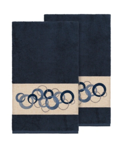 Linum Home Annabelle 2-pc. Embellished Bath Towel Set Bedding In Navy