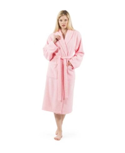 Linum Home Unisex 100% Turkish Cotton Terry Bath Robe In Pink