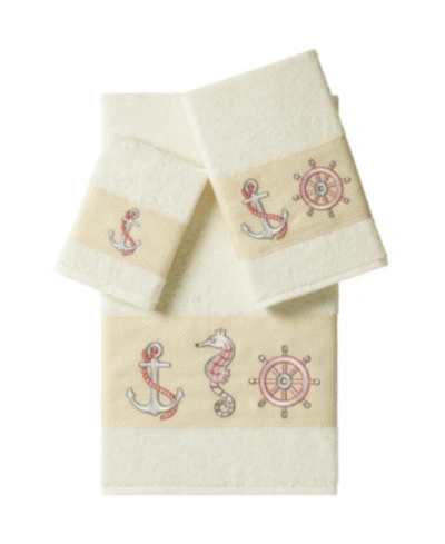 Linum Home Easton 3-pc. Embellished Towel Set Bedding In Light Beige