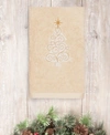 Linum Home Christmas Tree Scroll 100% Turkish Cotton Hand Towel In Beige