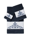 Linum Home Scarlet 3-pc. Embellished Towel Set Bedding In Navy