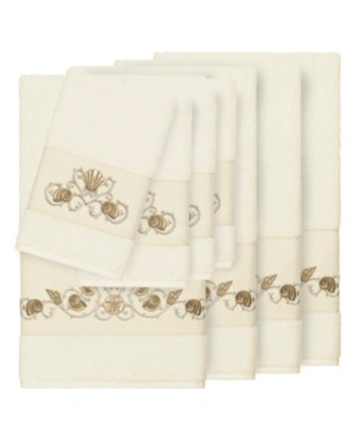 Linum Home Bella 8-pc. Embroidered Turkish Cotton Bath And Hand Towel Set Bedding In Cream