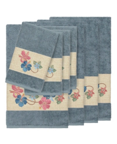 Linum Home Caroline 8-pc. Embroidered Turkish Cotton Bath And Hand Towel Set Bedding In Teal