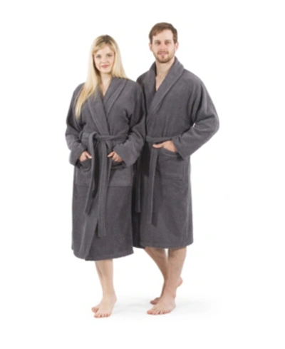 Linum Home Unisex 100% Turkish Cotton Terry Bath Robe In Grey
