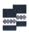 Linum Home Noah 2-pc. Embellished Hand Towel Set Bedding In Navy