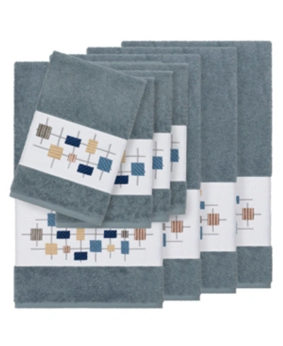 Linum Home Khloe 8-pc. Embroidered Turkish Cotton Bath And Hand Towel Set Bedding In Teal