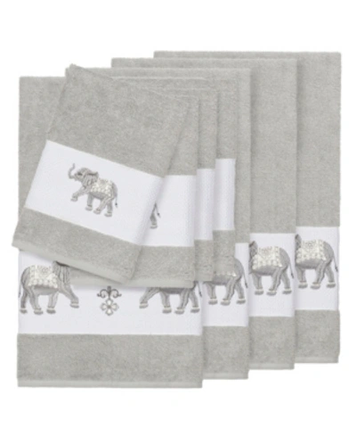 Linum Home Quinn 8-pc. Embroidered Turkish Cotton Bath And Hand Towel Set Bedding In Light Grey