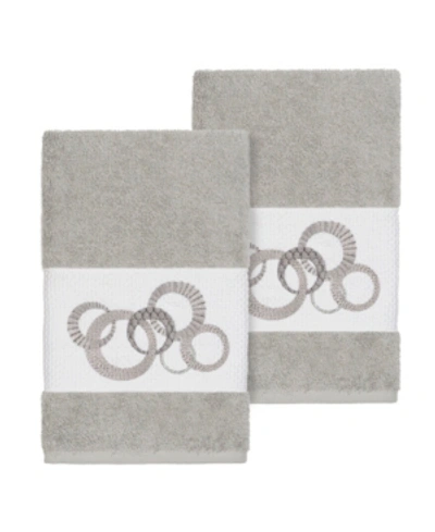 Linum Home Annabelle 2-pc. Embellished Hand Towel Set Bedding In Light Grey