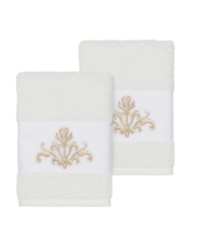Linum Home Scarlet 2-pc. Embellished Washcloth Set Bedding In White