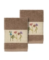 Linum Home Serenity 2-pc. Embellished Washcloth Set In Brown