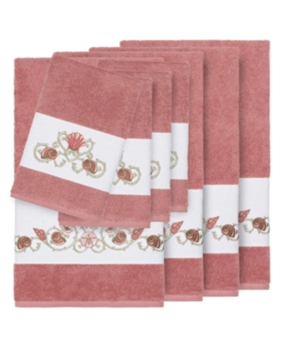 Linum Home Bella 8-pc. Embroidered Turkish Cotton Bath And Hand Towel Set Bedding In Tea Rose