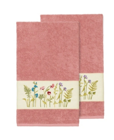 Linum Home Serenity 2-pc. Embellished Bath Towel Set Bedding In Pink
