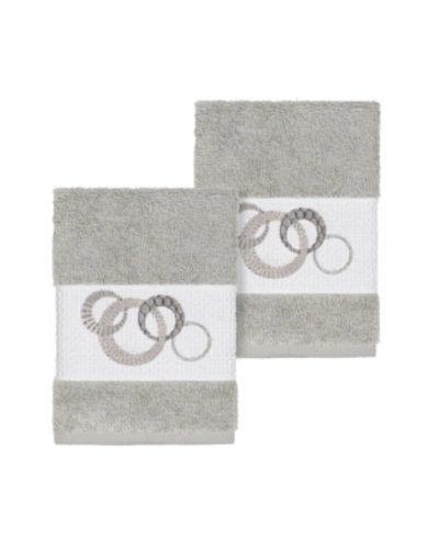 Linum Home Annabelle 2-pc. Embellished Washcloth Set In Light Grey