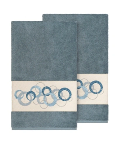 Linum Home Annabelle 2-pc. Embellished Bath Towel Set Bedding In Blue