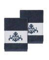 Linum Home Scarlet 2-pc. Embellished Washcloth Set Bedding In Navy