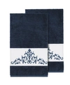 Linum Home Scarlet 2-pc. Embellished Bath Towel Set Bedding In Navy