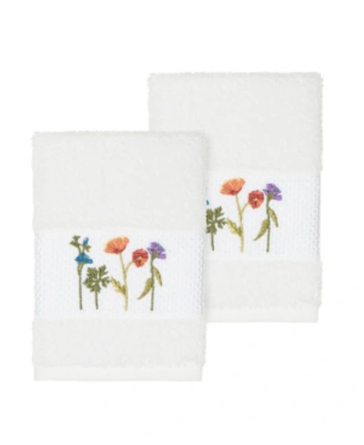 Linum Home Serenity 2-pc. Embellished Washcloth Set In White