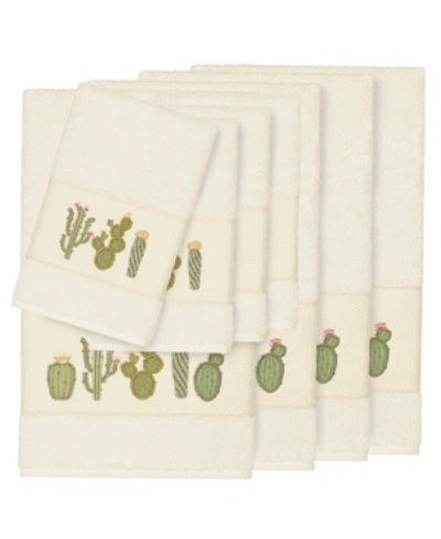 Linum Home Mila 8-pc. Embroidered Turkish Cotton Bath And Hand Towel Set Bedding In Cream