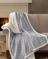 MADISON PARK ELMA EMBOSSED PLUSH THROW, 60" X 70"