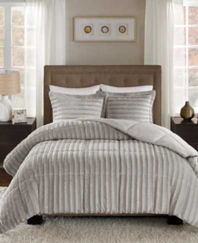 Madison Park Duke Reversible Faux Fur 3-pc. Comforter Set, Full/queen In Grey