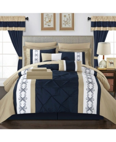 Chic Home Icaria 20 Piece King Bed In A Bag Comforter Set Bedding In Navy