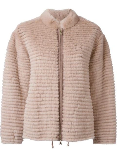 Liska Cashmere Zip Front Jacket - Pink