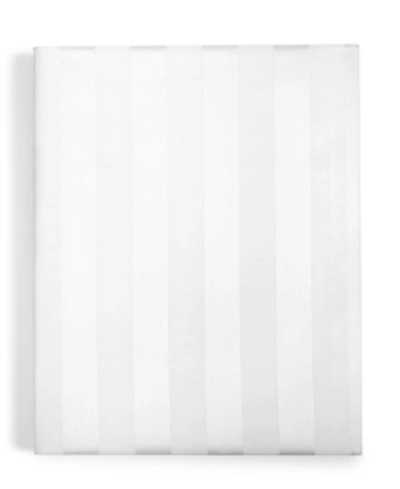 Charter Club Damask 1.5" Stripe 550 Thread Count 100% Cotton 17" Fitted Sheet, Twin, Created For Macy's In White