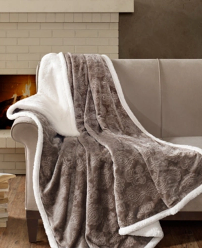 Madison Park Elma Embossed Plush Throw, 60" X 70" In Tan