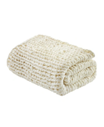 Madison Park Chunky-knit Handmade Throw, 50" X 60" In Ivory