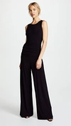 NORMA KAMALI KAMALI KULTURE SHIRRED WAIST JUMPSUIT BLACK,NKAMA30295