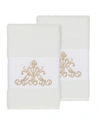 Linum Home Scarlet Embellished Hand Towel In White