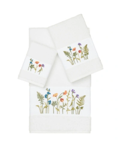 Linum Home Serenity 3-pc. Embellished Towel Set Bedding In White