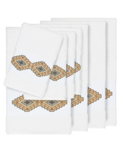 Linum Home Gianna 8-pc. Embroidered Turkish Cotton Bath And Hand Towel Set Bedding In White