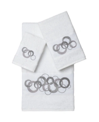 Linum Home Annabelle 3-pc. Embellished Towel Set Bedding In White