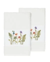 Linum Home Serenity 2-pc. Embellished Hand Towel Set Bedding In White