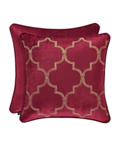 J Queen New York Maribella Embellished Decorative Pillow, 18" X 18" In Crimson