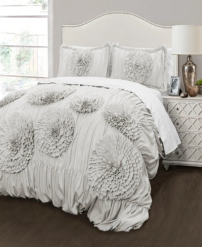 Lush Decor Serena 3pc King Comforter Set Bedding In Light Gray